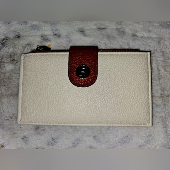 Bostanten Cream and Brown Women's Bifold Card Wallet with RFID Protection - Picture 1 of 10